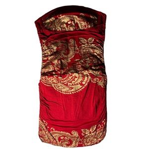 Women’s Sexy Off Shoulder Bodycon Mini Dress with Gold Design